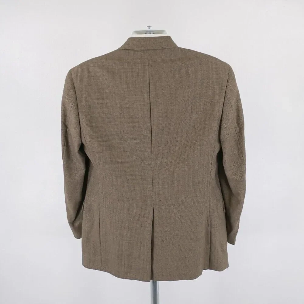 Austin Reed Woven Wool Beige‎ Tan Check 3 Button Blazer / Sport Coat 40R